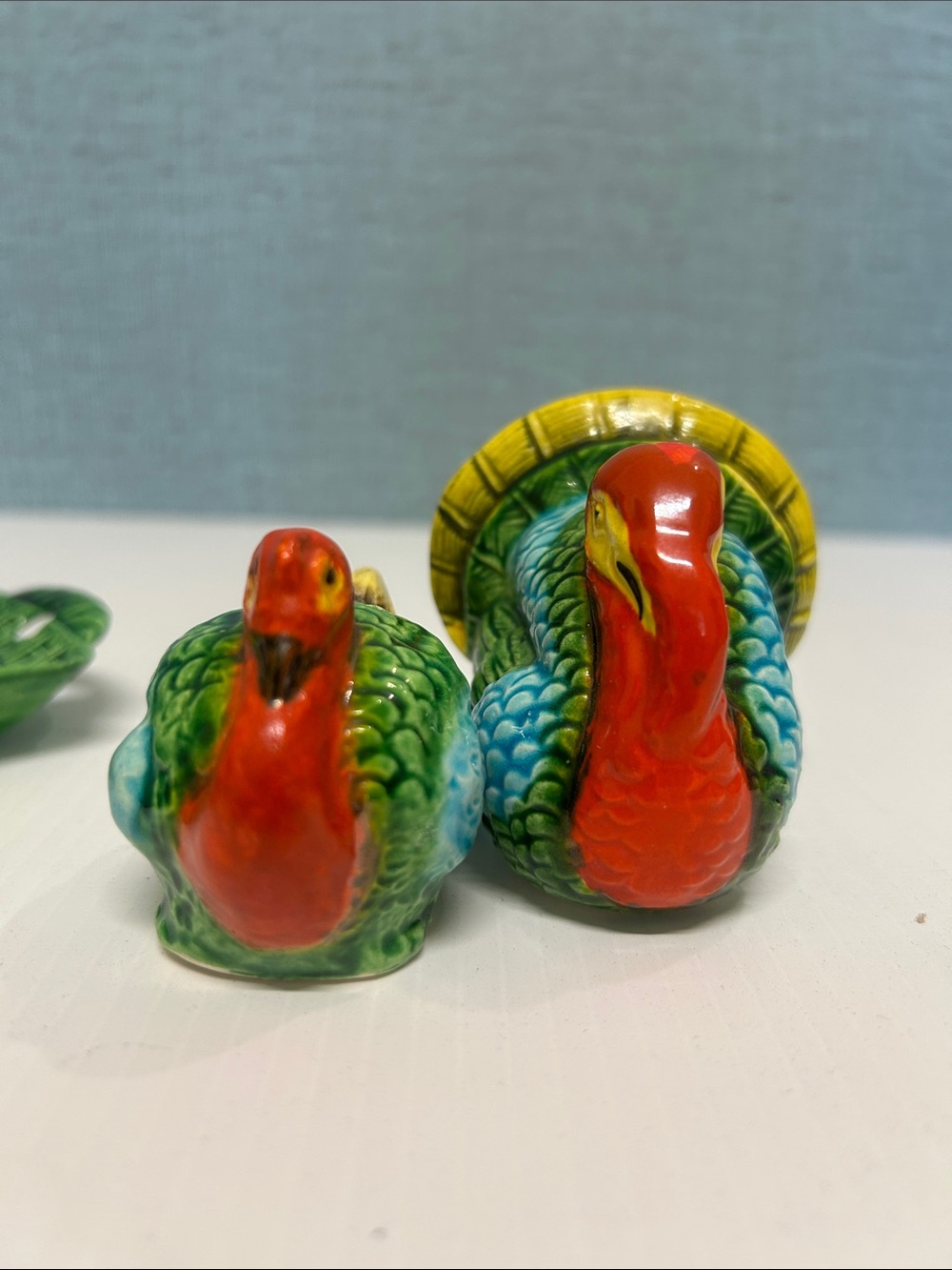 Vintage Japan Whimsical Turkey Salt & Pepper Shakers on Tray - Picture 2 of 9
